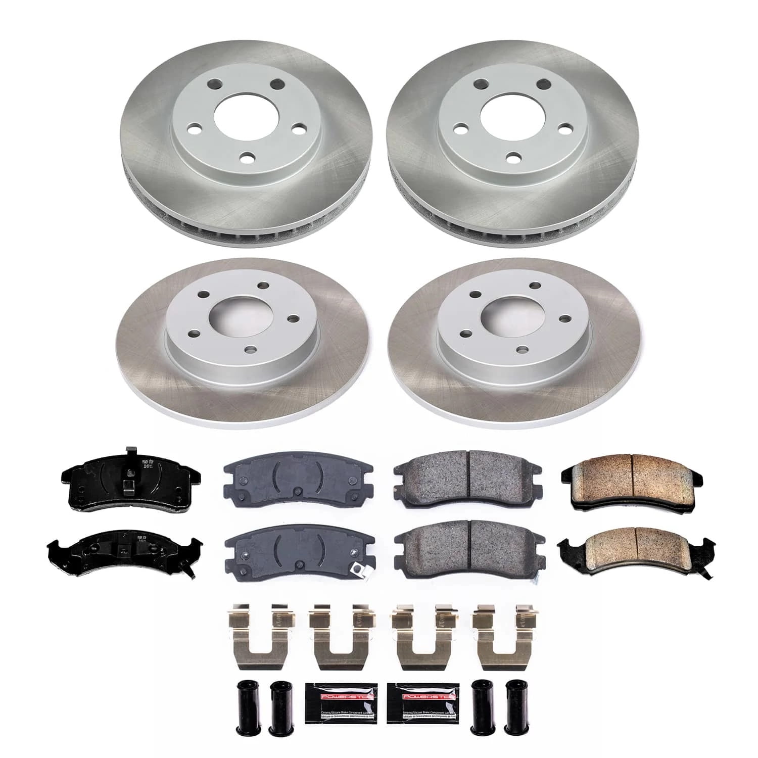 PowerStop Front and Rear Semi-Coated Rotor and Low-Dust Ceramic Brake Pad Kit SC2762