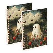 FORMRS 1-Subject Spiral Notebook 8" x 5" College Ruled 60 Refillable Sheet, Ghost in Strawberry Fields