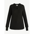 thumbnail image 5 of Time and Tru Women’s Notch Neck Waffle Top with Long Sleeves, Size XS-XXXL, 5 of 5