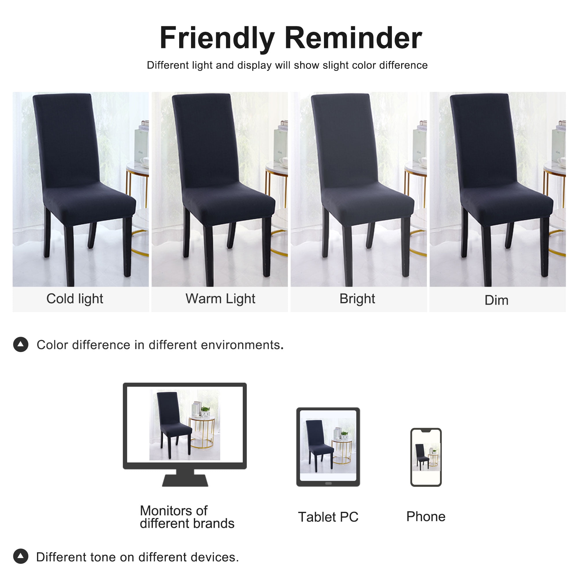 Unique Bargains Stretch Spandex Chair Cover for Dining Room Dark Blue M