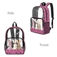 thumbnail image 2 of ZIATUBLES Clear Backpack, Heavy Duty Fabric & PVC Transparent Bookbag 17 Inch with Leopard Bunnies Print, Large Capacity See Through Bag for School Travel Security, 2 of 7