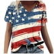 thumbnail image 2 of Fiudx Ofertas Flash Del Día Solo En Línea Camiseta de Manga Corta con Cuello En V Estampada para El Día de La Independencia Informal a La Moda para Mujer, 2 of 4