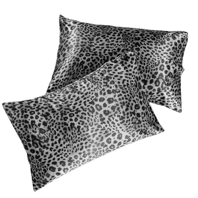 Satin Pillowcase for Hair and Skin Queen Silver Leopard Silk