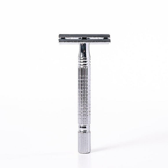 Lishi Personal Shaving Set - Double Razor with 5 Blades, Mustache Shaver for Beard Care (Silver)