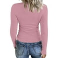 thumbnail image 4 of Mohiass Women Long Sleeve Shirts Rib Knit Slim Fit Tops Basic Tee 2025 Fall Outfits Casual T-Shirt Underscrubs Layer Clothes Pink L, 4 of 8