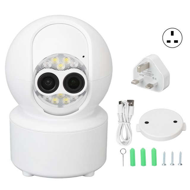 Cámara de seguridad de doble lente focal ajustable 1080P HD Wifi cámara de vigilancia interior inalámbrica 100‑240V enchufe del Reino Unido