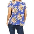 thumbnail image 3 of Women's Casual Floral Print Pleated Front Petal Cap Sleeve Round Neck Tee Blouse Top, 3 of 6