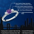thumbnail image 2 of Gem Stone King 925 Sterling Silver Cushion Purple Amethyst and White Moissanite 3 Stone Engagement Ring for Women (0.87 Cttw, Gemstone February Birthstone, Available in Size 5, 6, 7, 8, 9), 2 of 6