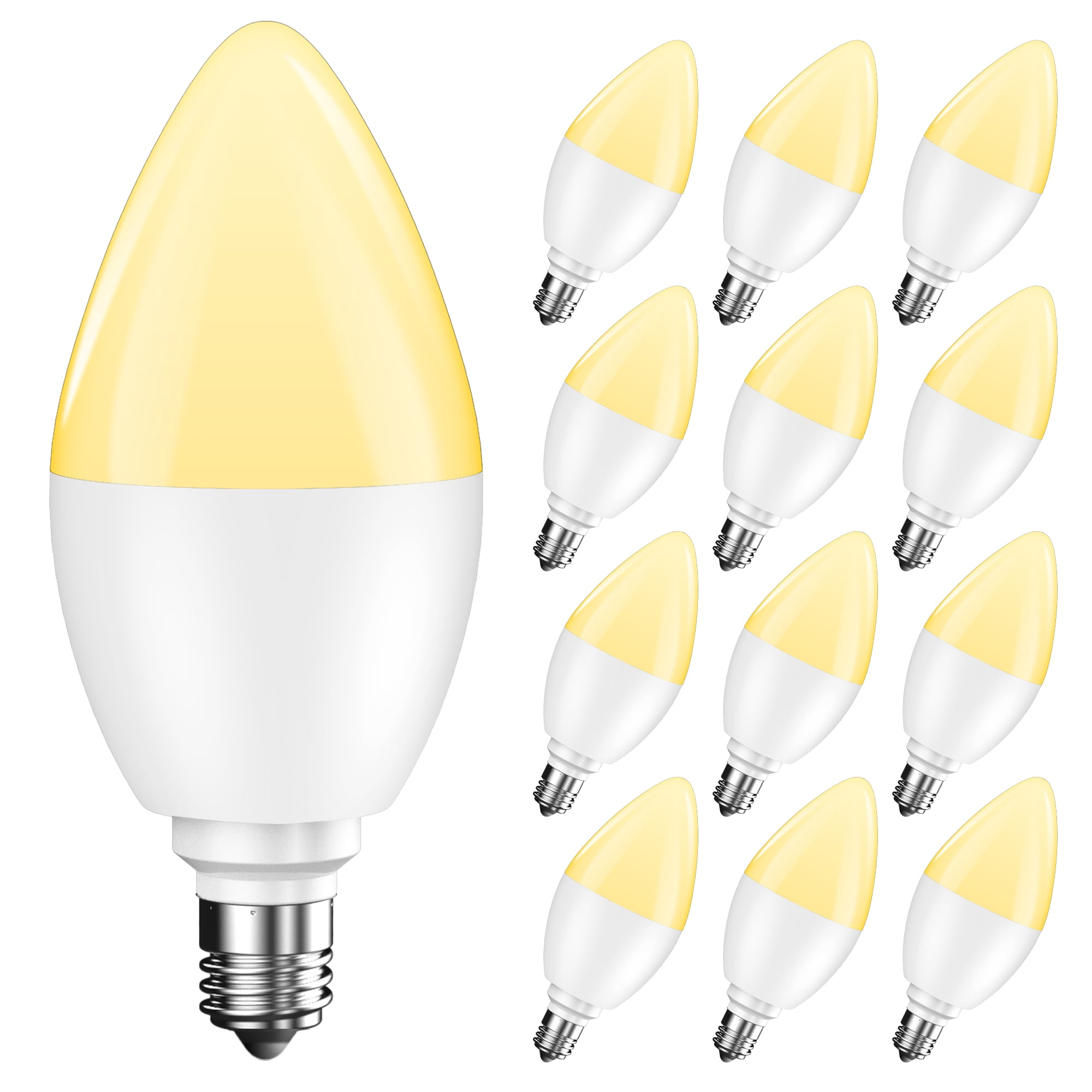 DAYBETTER B11 Candle Light Bulbs, E12 Led Candelabra Bulbs 60W Equivalent, Dimmable Chandelier Light Bulbs, High Brightness 500 LM Warm White 2700K, for Living Room Home Office, 12 Pack