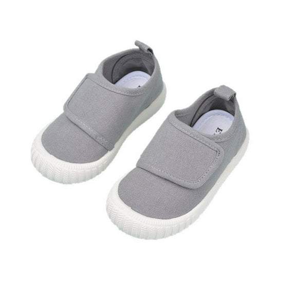 REDARER Girls Casual Sneakers - Soft Sole Canvas Shoes for Toddlers with Hook Loop Closure, Lightweight Comfortable Everyday Wear,Color:Grey,Size:5-5.5 Years