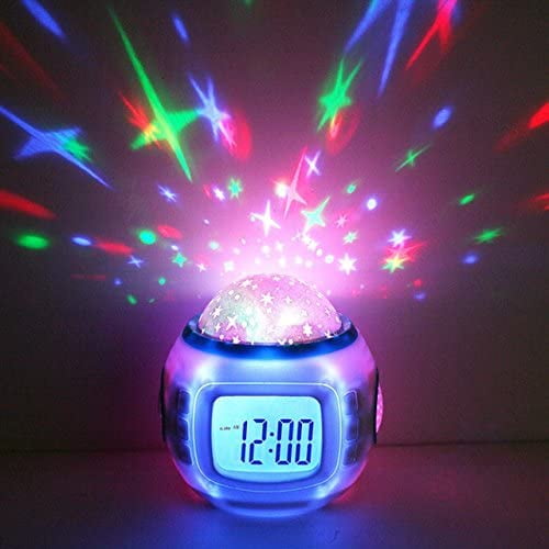 Despertador para ninos Despertador Luz Nocturna Musica con Temperatura y Fecha Proyector Techo Estrellado para Ninos Ninas Bebes Walmart en linea