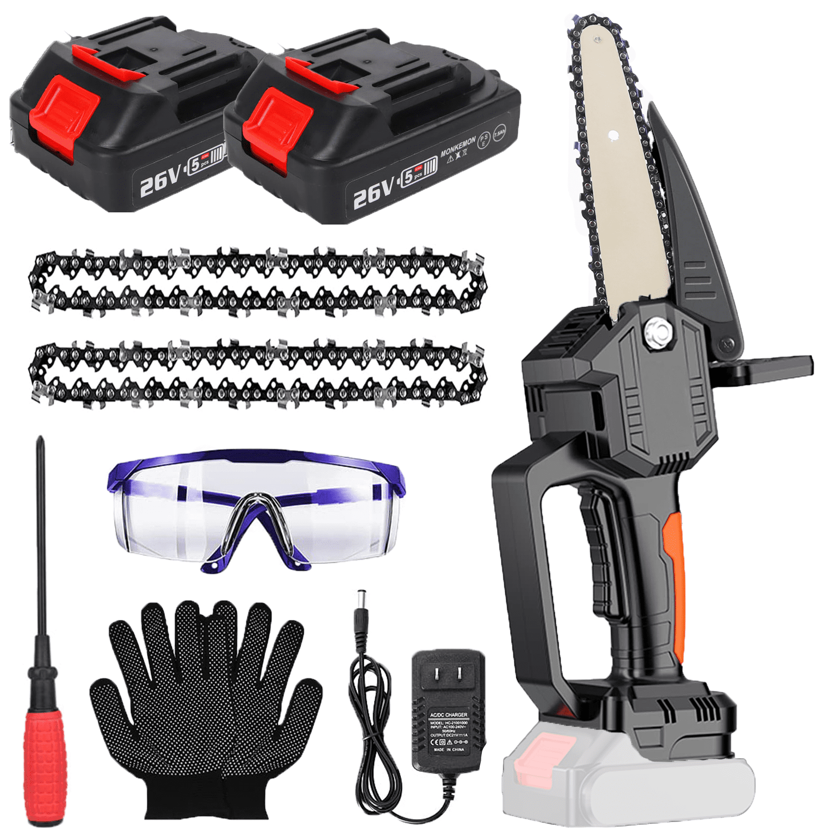 Monkemon Mini Chainsaws, 6Inch Battery Chainsaws, Electric Handsaws