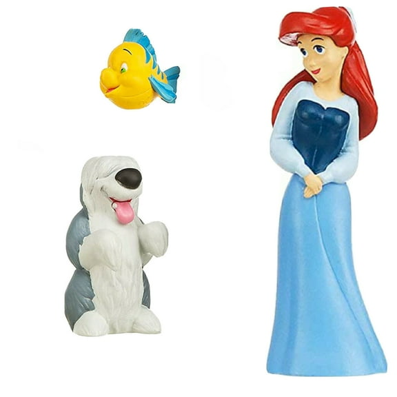 Human Ariel & Max Dog & Flounder PVC Cake Topper Figure Figurine Little Mermaid