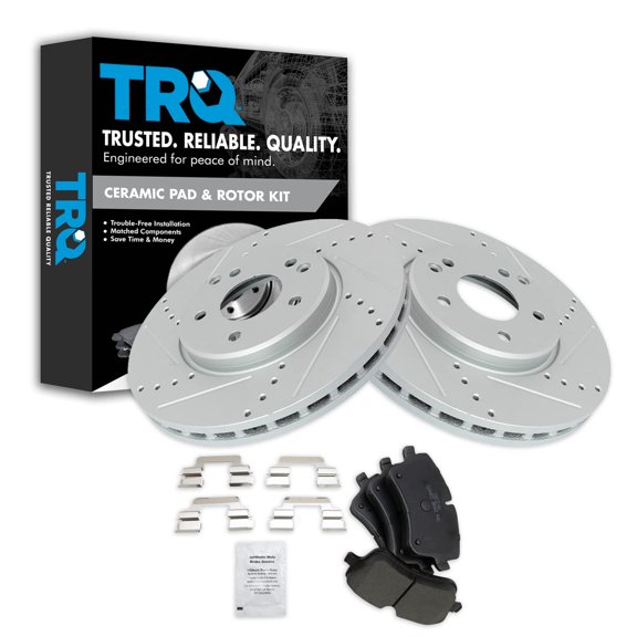 TRQ Front Ceramic Brake Pad & Performance Rotor Kit Fits Select Mercedes Benz