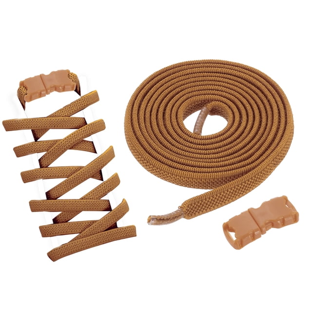 Uxcell 2 juegos de cordones elásticos sin atar, cordones planos sin nudos, cuerdas elásticas para zapatos de adultos, zapatillas, marrón