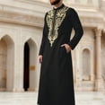 thumbnail image 5 of Yaoyar Mens Middle Eastern Traditional Robe Mid Sleeve Round Neck Embroidered Men's Clothing Middle East Kaftan Saudi Arab Caftans Islamic Abaya Dress Dubai Robes, 5 of 8