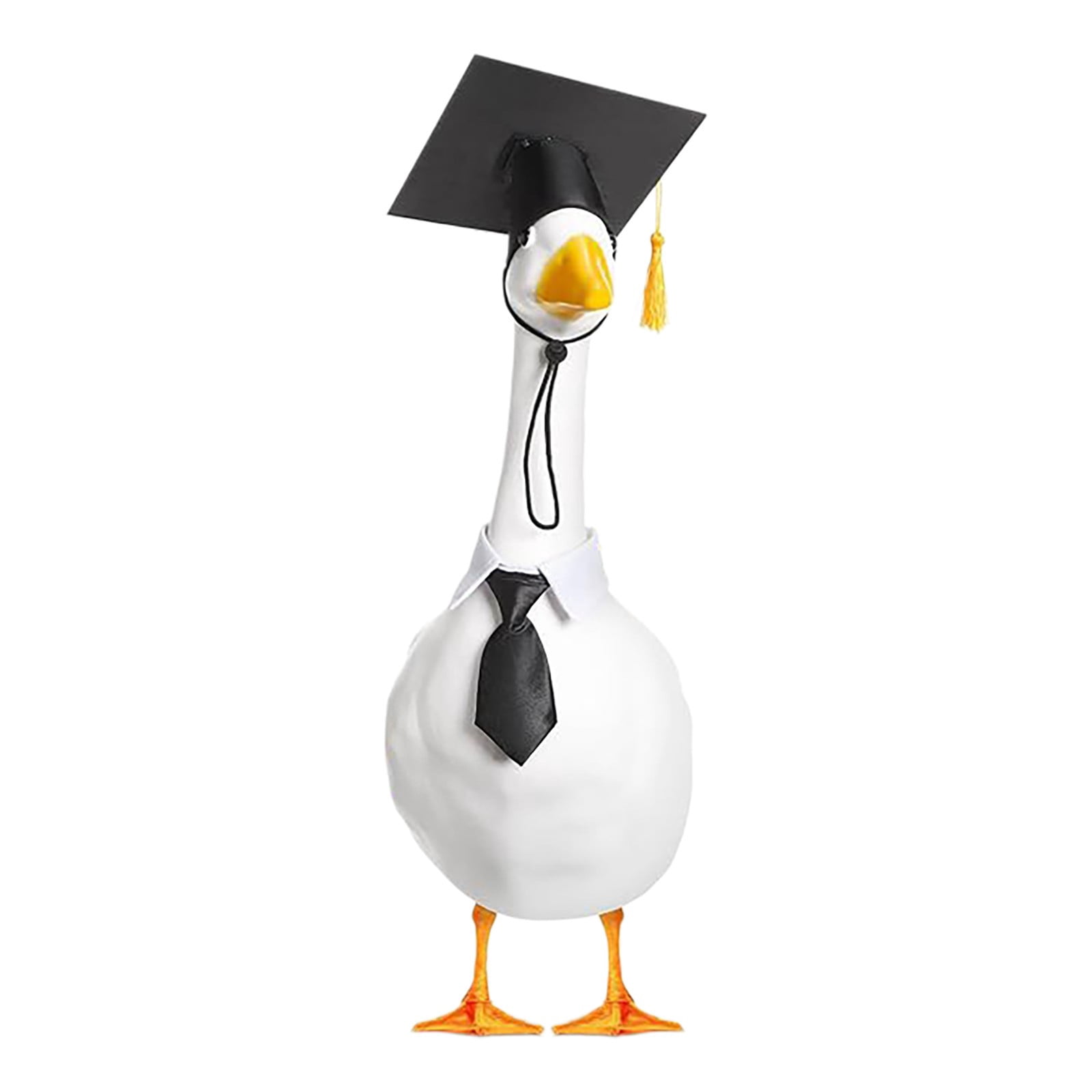 Seyotauo Graduation Season Bachelor's Hat Big White Gooses Festival Set Decoration Sculpture Decoration for Outdoor Yard Porch Garden Graduation Party Holiday Festive Theme