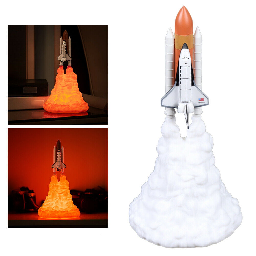 3D Print Space Shuttle Night Light Table Desk Rocket Light Lamp Home Room Decor 