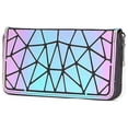 thumbnail image 3 of 1 cartera luminosa geométrica para mujeres y niñas, monedero holográfico reflectante, bolso elegante de moda, tarjetero, organizador de dinero, cartera con cremallera., 3 of 5
