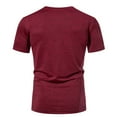 thumbnail image 4 of Lovskoo Shirts for Men Round Neck Short Sleeve Casual Solid Color Trendy Pullover T Shirt Blouse Vacation Beach Summer Tops Burgundy, 4 of 8