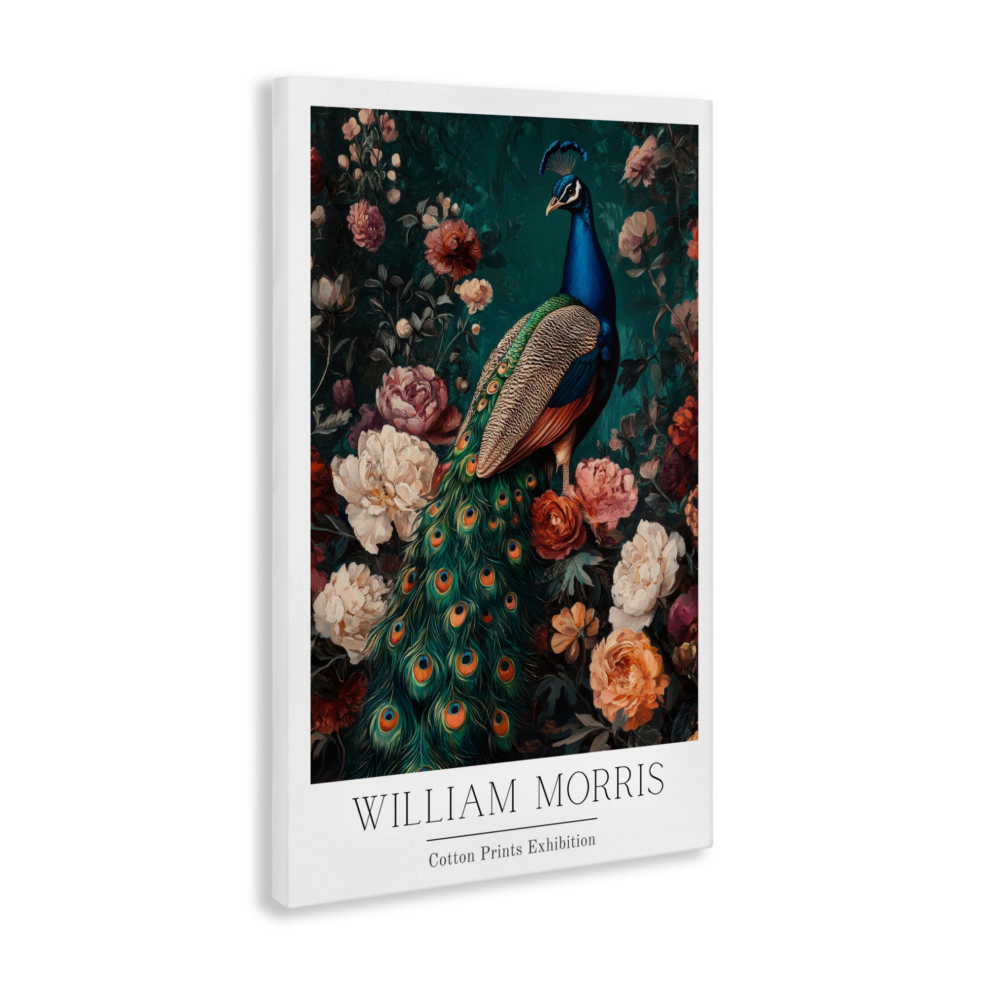 Stupell Industries Vintage Floral Peacock William Morris Canvas Wall Art, design by Petal Prints Design