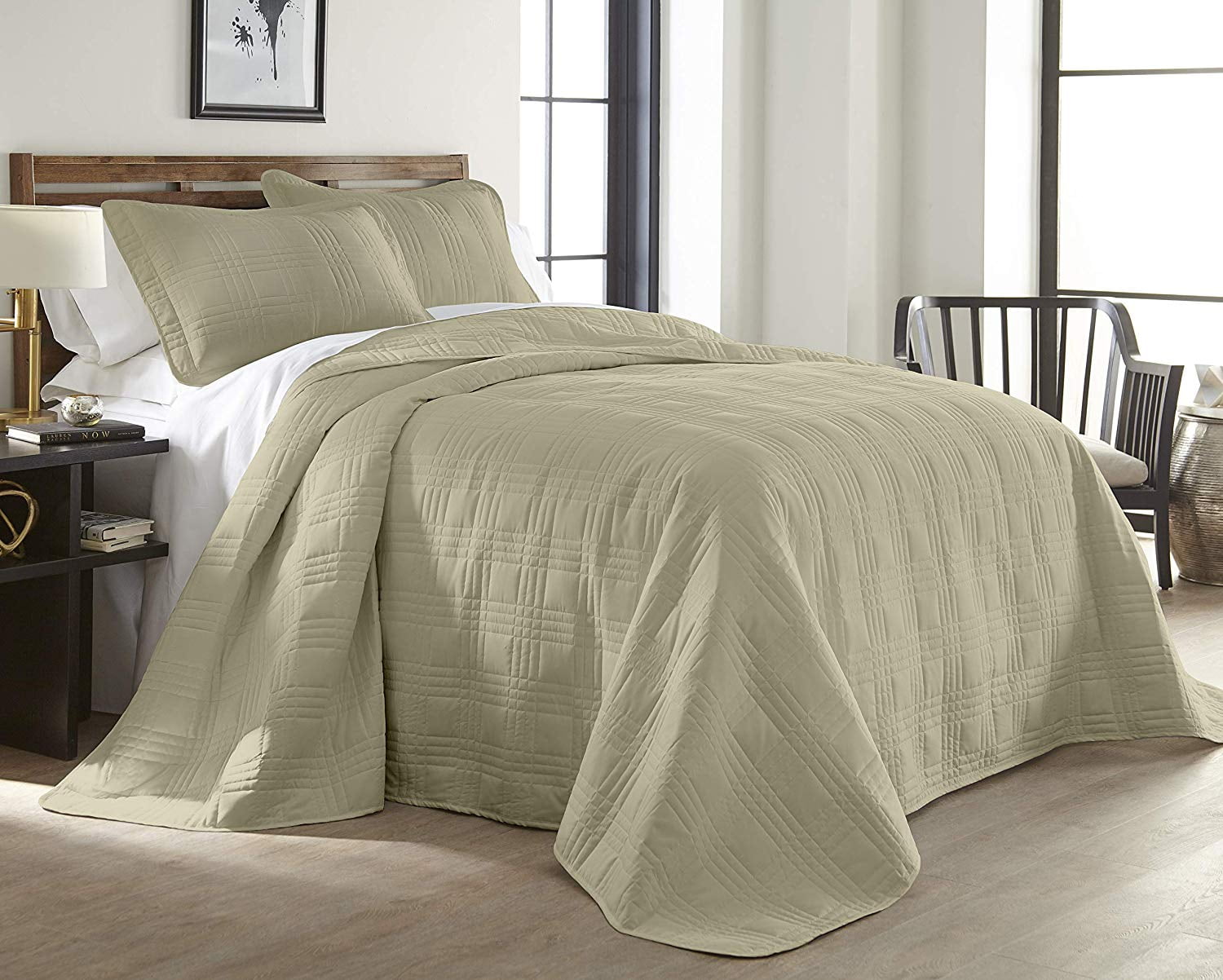 Chezmoi Collection Kingston 3-Piece Oversized Bedspread Coverlet Set ...