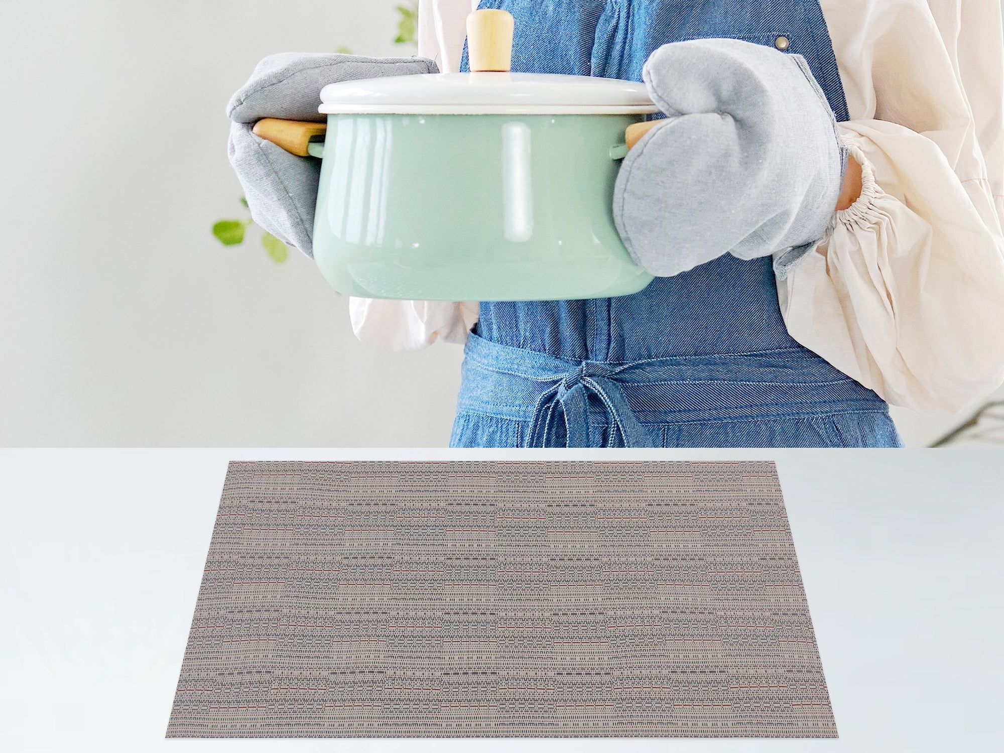 Unique Bargains Polyvinyl Chloride Placemats for Kitchen Heat Resistant Gray