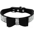 thumbnail image 2 of Rhinestone Bling Leather Dog & Cat Collar - Sparkly Crystal Diamonds Studded - Cute Bowknot for Pet Show & Daily Walking, 2 of 6