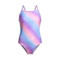 thumbnail image 2 of Hienoo Girl'S Rainbow Colorful One-Piece Swimsuit Quick-Dry Beach Bathing Suit, 2 of 5
