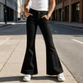 thumbnail image 2 of WhouRiu Girls Casual Flared Pants Fashion Graphic Rigid Waist Trousers With Pockets Kids Comfortable Cute Everyday Wear,9-10 Years, 2 of 5