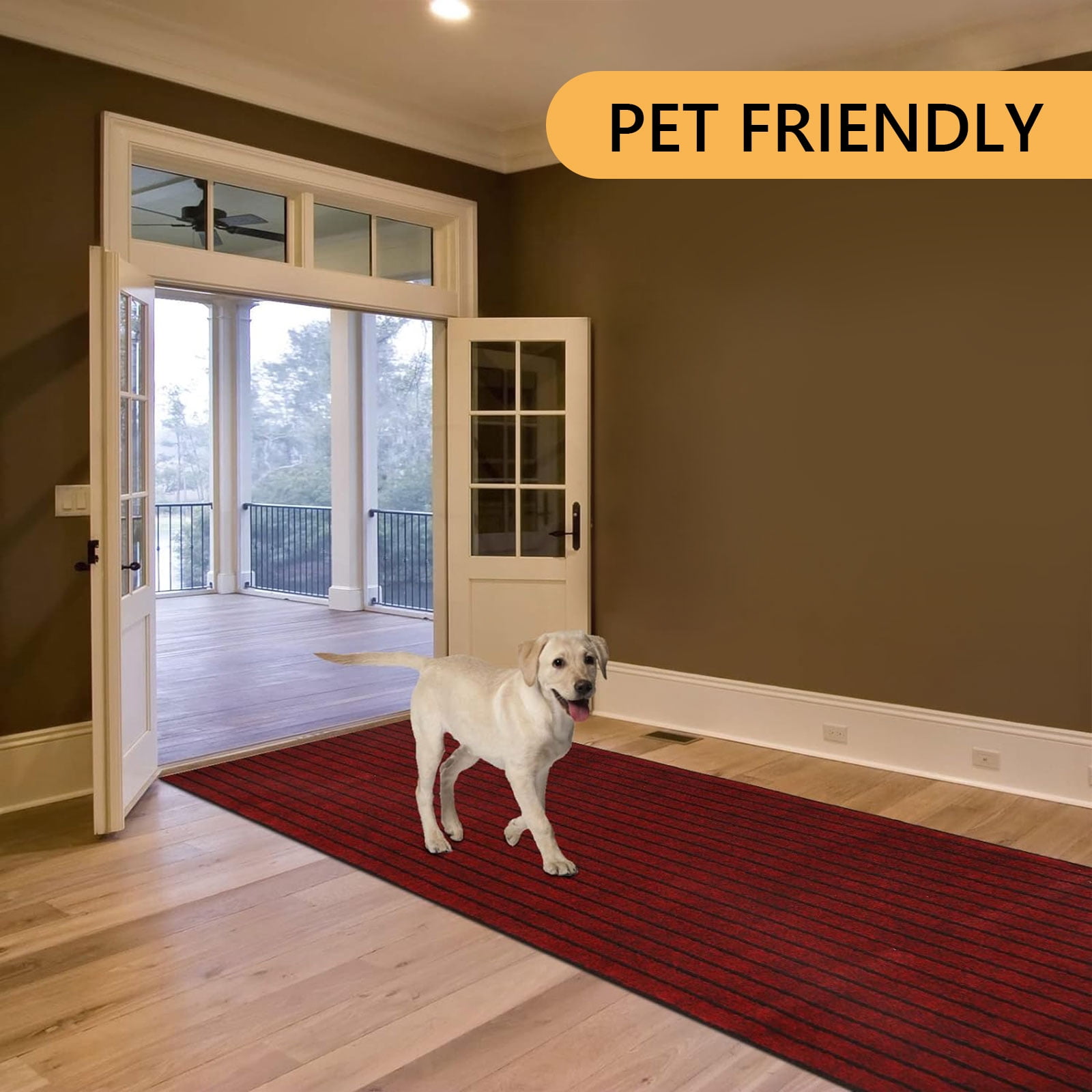 Hengbo Indoor Outdoor Runner Carpet 2 x 6 ft Runner Rugs Rubber Backing Rug Runner Carpet for Hallway Entryway Kitchen Laundry Room Red