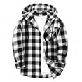 thumbnail image 4 of BRGZLK Plaid Hoodie Shirts for Womens Autumn Winter Trendy Long Sleeve Button Down Flannel Blouses Lighweight Breathable Drawstring Hooded Tops Black L, 4 of 5