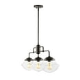 thumbnail image 2 of JONATHAN Y Avery 37.5" 3-Light Industrial Farmhouse Rustic Iron/Glass Linear LED Pendant, Oil Rubbed Bronze/Clear, 2 of 9