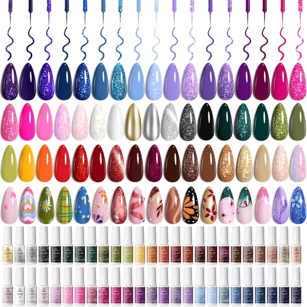 Set de Esmaltes de Gel Beetles 50 Colores Brillantes Ojo de Gato con Pincel