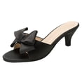 thumbnail image 5 of Kitten Heels for Women Open Round Toe Classic Bow Sandals Slip on Mules Wedding Party Dressy Summer Comfortable Shoes Black Size 8.5, 5 of 5