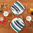 thumbnail image 3 of Iauyy Satin Napkins Set of 4- Teal Blue Stripe Pattern DIY Printing Decoration Cloth Napkin- Easy Care for Home/Party, 3 of 8