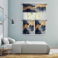 thumbnail image 6 of Abstract Impressionist Style Kitchen Curtains Valances and Tiers Set of 3 Gold Blue Color Block Tier Curtains and Valance with Rod Pocket for Small Windows, 27.5"x24", 6 of 9