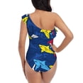 thumbnail image 5 of Haiem Cartoon Shark Women's One Piece Swimsuits Tummy Control One Shoulder Bathing Suits Ruffle Swimwear-Small, 5 of 8