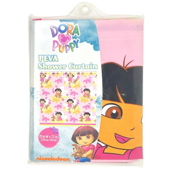 Dora the Exlorer & Perrito the Puppy Pink Shower Curtain (70 in. x 72 in.)