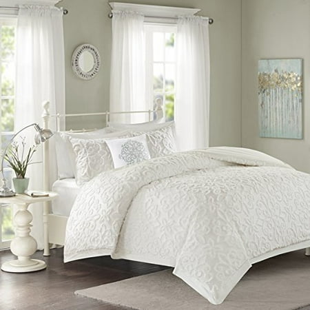 Full Queen Size Sarah White Tufted Comforter 4 Piece Set Walmart