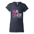 thumbnail image 2 of Faith Jesus Believe Awareness Womens V-Neck Tee, Navy, Small, 2 of 3