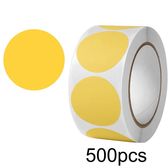 500 Pcs 1 Inch Colored Round Marking Stickers Vinyl Yellow Dot Stickers for Shipping Label, Classroom, Gift Wrapping, and Inventory, Price Tags,Garage, DIY Craft,Removable Writable Circle Floor Label