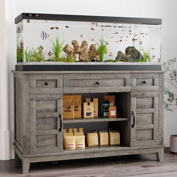 QinaQin Farmhouse-Style Aquarium Rack, Suitable for 35-55 Gallon Aquariums, Built-In Power Outlet, 1400 Lb Load Capacity, for Aquarium Pets and Terrestrial Animal Housings (Aquarium Not Included)