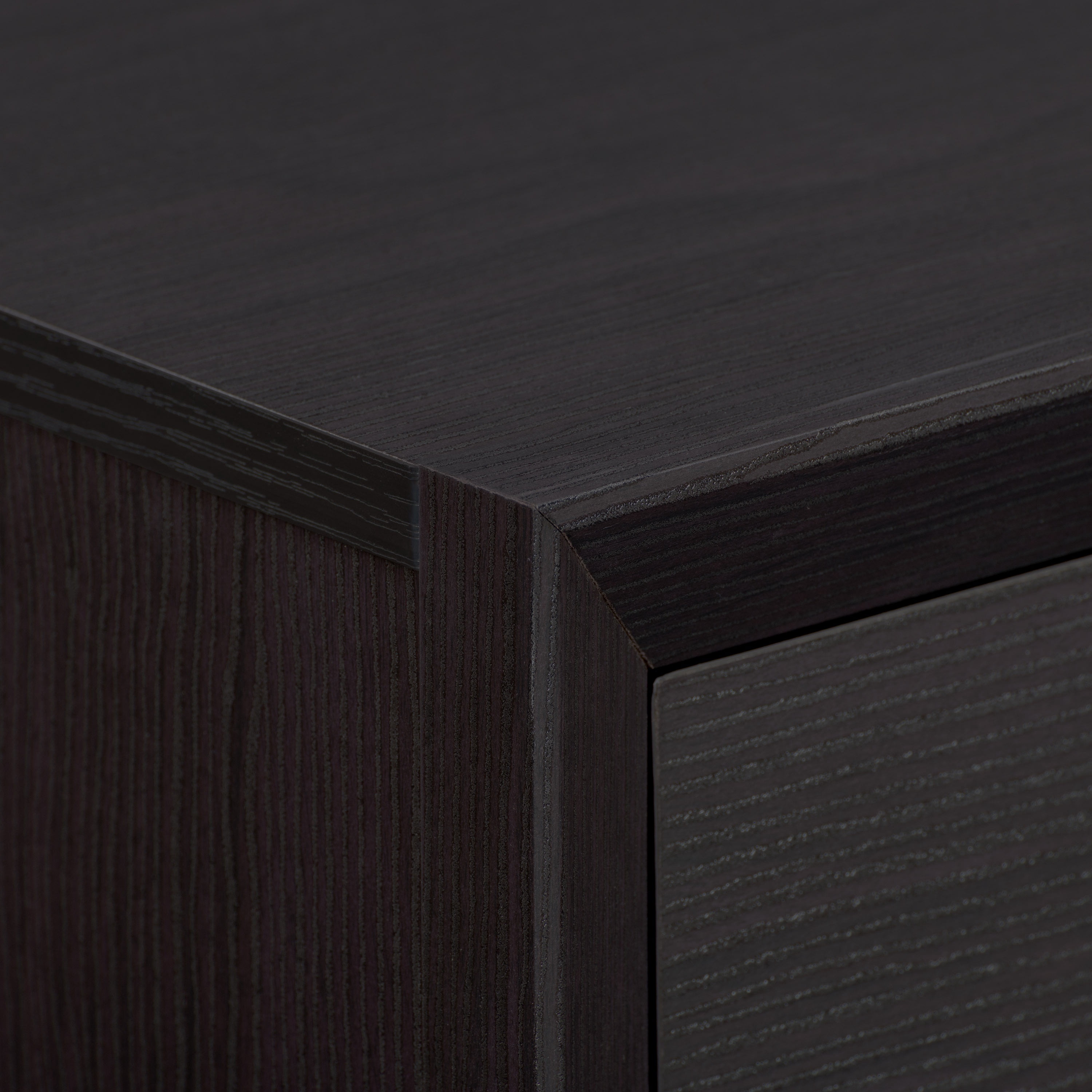 CorLiving Newport Mid-Century Modern Engineered Wood Adult Nightstand with Drawer and Open Cubby, Black