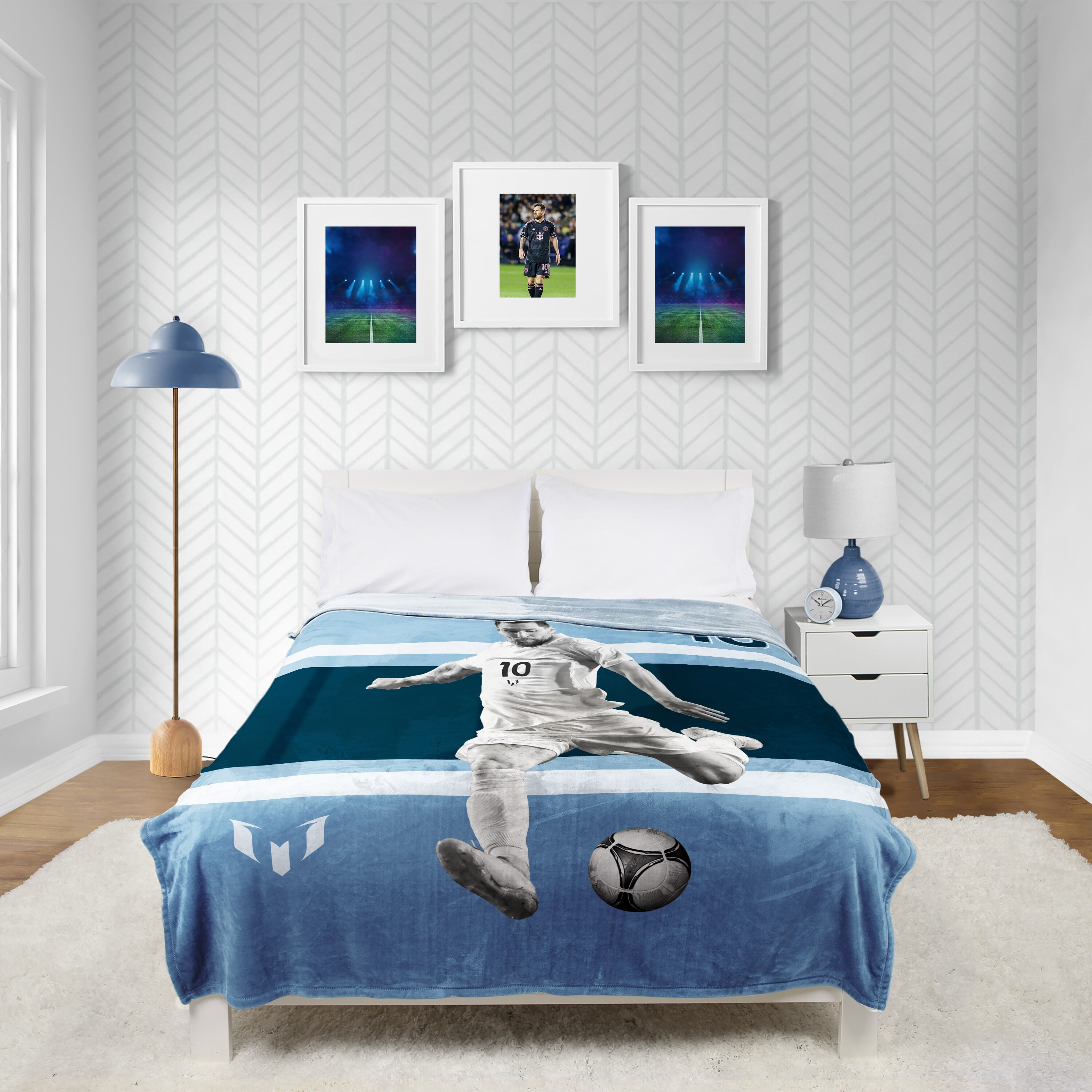 Messi Silk Touch Kids Throw Blanket, 62" x 90", Blue, Polyester