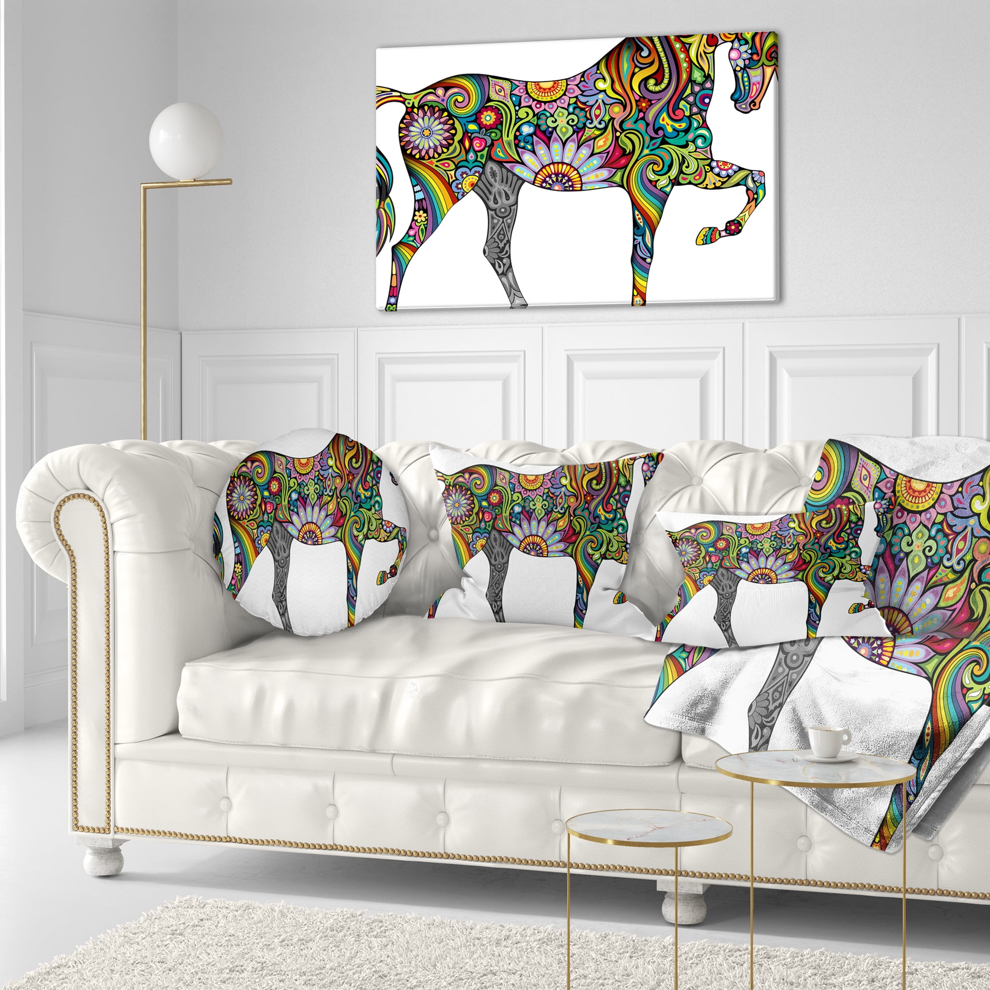 Designart Cheerful Horse - Animal Throw Pillow - 12x20