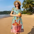thumbnail image 4 of Balery Floating Colorful Cereal Vestidos sueltos de manga corta para mujer, vestidos de verano 2025, vestidos casuales de corte A con vuelo., 4 of 6