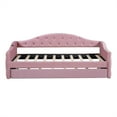 thumbnail image 3 of Upholstered Twin Daybed With Trundle, Velvet Twin Size Day Bed, Tufted Sofa Bed With USB, Type-C Charging Ports, Easy Assemble, No Box Spring Needed For Living Room, 3 of 9