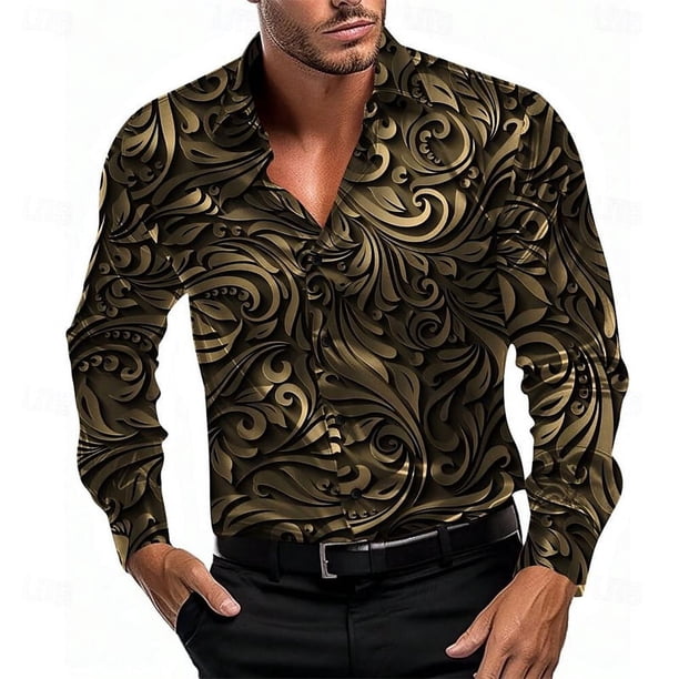 Camisa de traje informal para hombre, de fiesta, dorada, suave, cómoda, a la moda, elegante, para otoño e invierno, talla grande