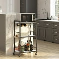 thumbnail image 3 of Bar Cart, Home Bar Serving Cart, Microwave Cart, Drink Cart, Mobile Kitchen Shelf with Wine Rack and Glass Holder, Rolling Beverage Cart for Living Room, Kitchen BC01BM032, 3 of 15